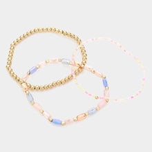 Load image into Gallery viewer, Gold 3PCS  Beads Multi Layered Stretch Bracelets
