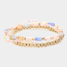 Load image into Gallery viewer, Gold 3PCS  Beads Multi Layered Stretch Bracelets
