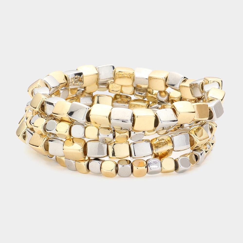 4PCS - Metal Beads Stretch Multi Layered Bracelets - Jewelry Store by Erik Rayo