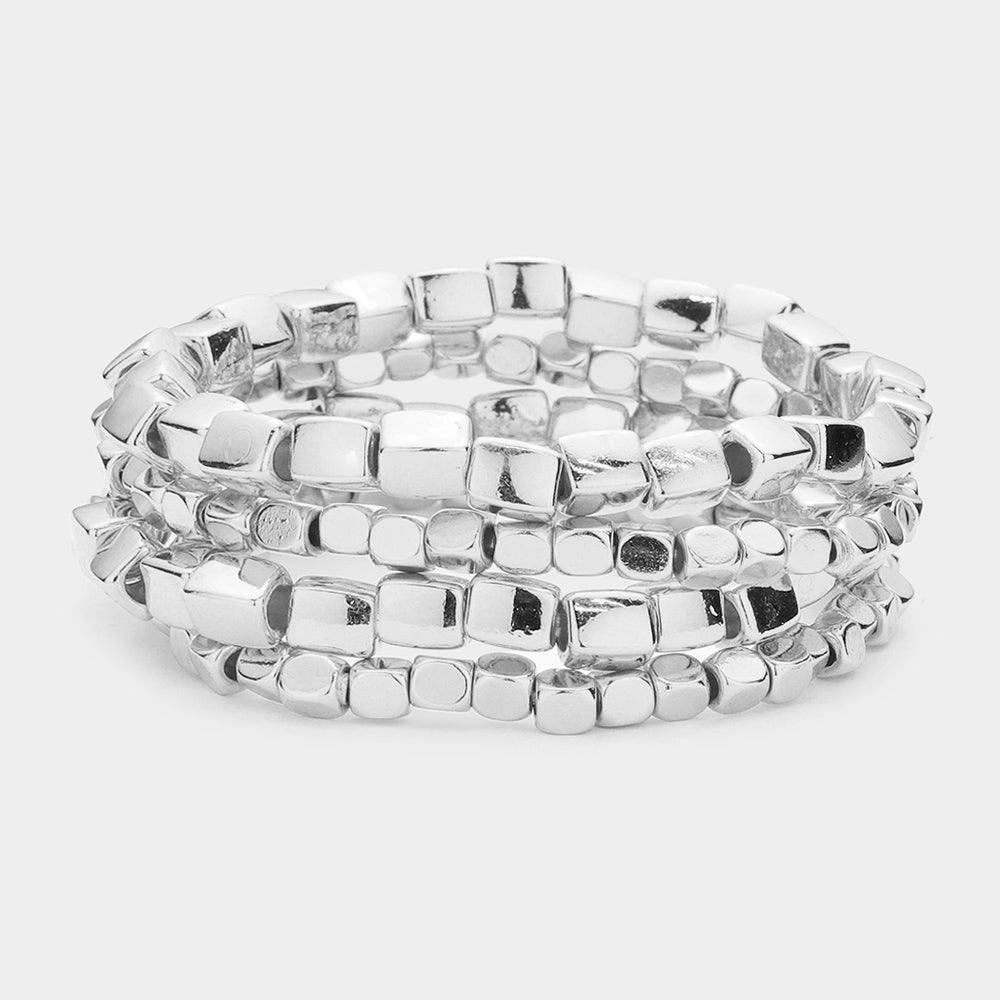 4PCS - Metal Beads Stretch Multi Layered Bracelets - Jewelry Store by Erik Rayo