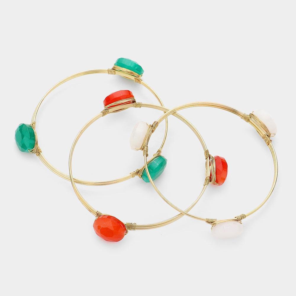 Coral 3PCS MultiLayered Pebble Station Bracelet - Jewelry Store by Erik Rayo