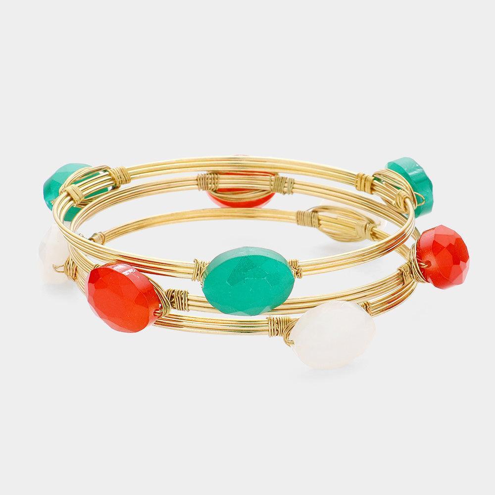 Coral 3PCS MultiLayered Pebble Station Bracelet - Jewelry Store by Erik Rayo