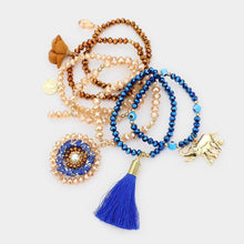 Load image into Gallery viewer, 7pcs - Flower Elephant Coin Tassel Charm Stretch Bracelets
