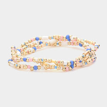 Load image into Gallery viewer, Blue 3PCS  Pearl Pointed Seed Beaded Stretch Multi Layered Bracelets
