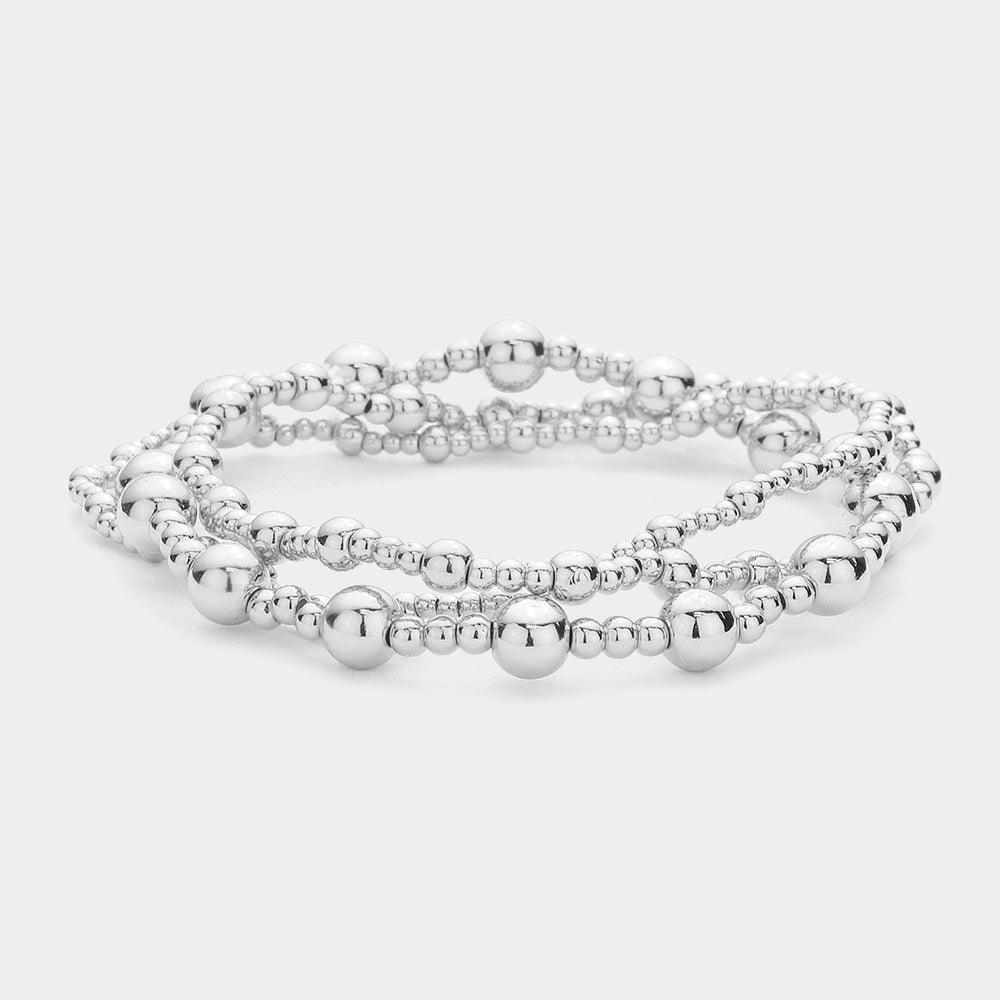 3PCS - Metal Ball Beaded Stretch Multi Layered Bracelets - Jewelry Store by Erik Rayo