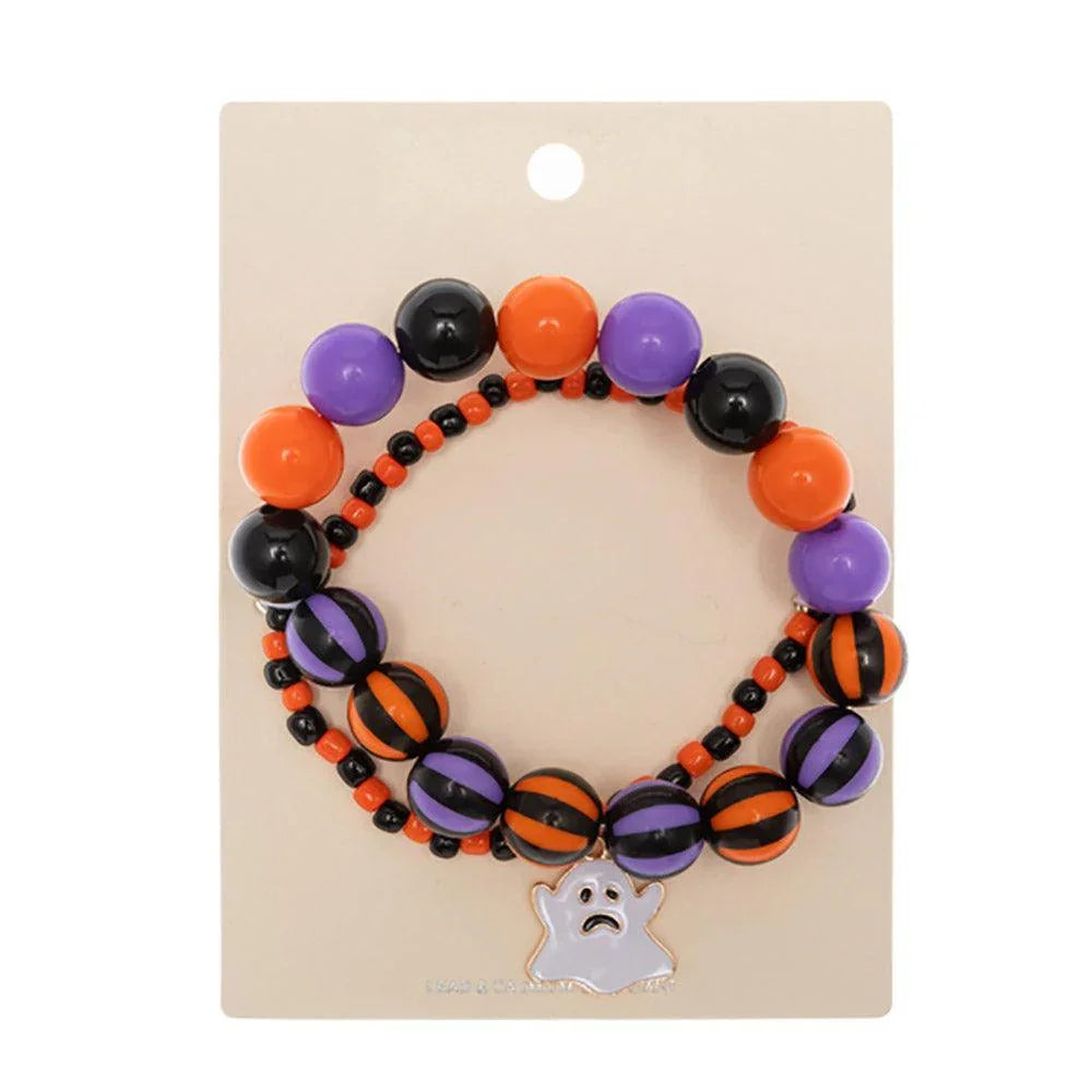 2PCS - Halloween Ghost Charm Beaded Stretch Bracelets - Jewelry Store by Erik Rayo