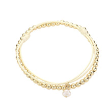 Load image into Gallery viewer, Ivory 2PCS - Metal Ball Stretch Pearl Charm Adjustable Bracelets
