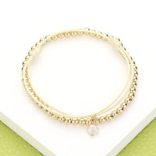 Load image into Gallery viewer, Ivory 2PCS - Metal Ball Stretch Pearl Charm Adjustable Bracelets
