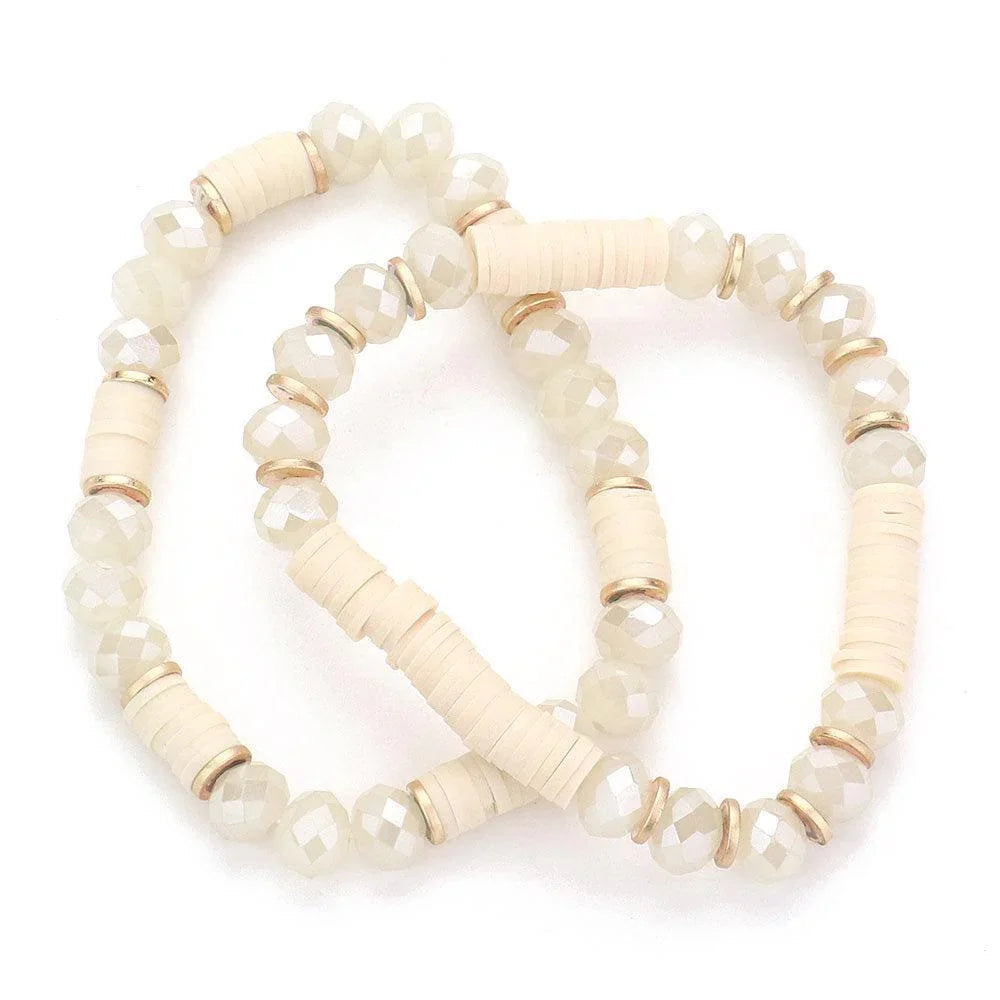 2PCS Heishi Faceted Beaded Stretch Bracelets - Jewelry Store by Erik Rayo
