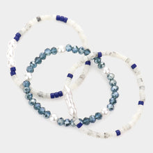 Load image into Gallery viewer, Gray 3PCS - Pearl Accented Faceted Beaded Stretch Bracelets
