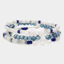 Load image into Gallery viewer, Gray 3PCS - Pearl Accented Faceted Beaded Stretch Bracelets
