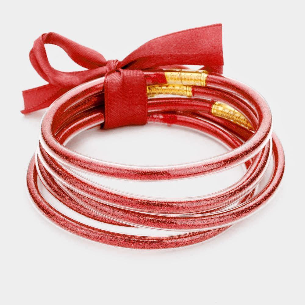 Red 5PCS - Glitter Jelly Tube Bangle Bracelets - Jewelry Store by Erik Rayo