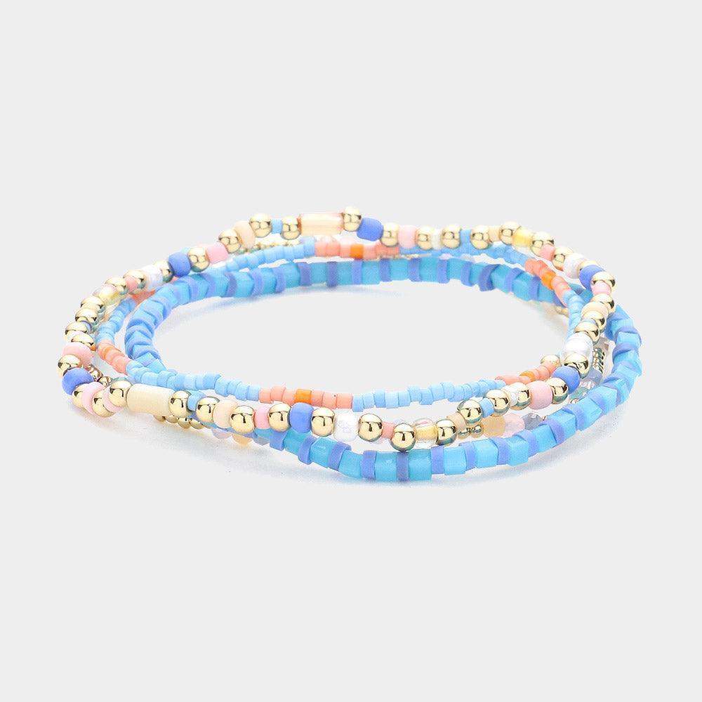 Turquoise 4PCS - Multi Beaded Stretch Layered Bracelets - Jewelry Store by Erik Rayo