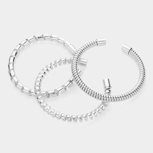 3PCS - Metal Coil Multi Layered Cuff Bracelets - Jewelry Store by Erik Rayo