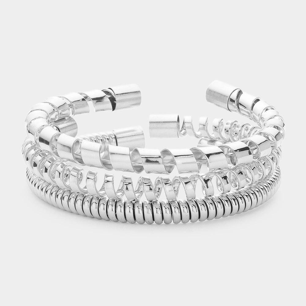 3PCS - Metal Coil Multi Layered Cuff Bracelets - Jewelry Store by Erik Rayo