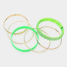 Load image into Gallery viewer, Green 6PCS  Multi Layered Bangle Bracelets
