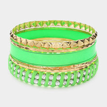 Load image into Gallery viewer, Green 6PCS  Multi Layered Bangle Bracelets
