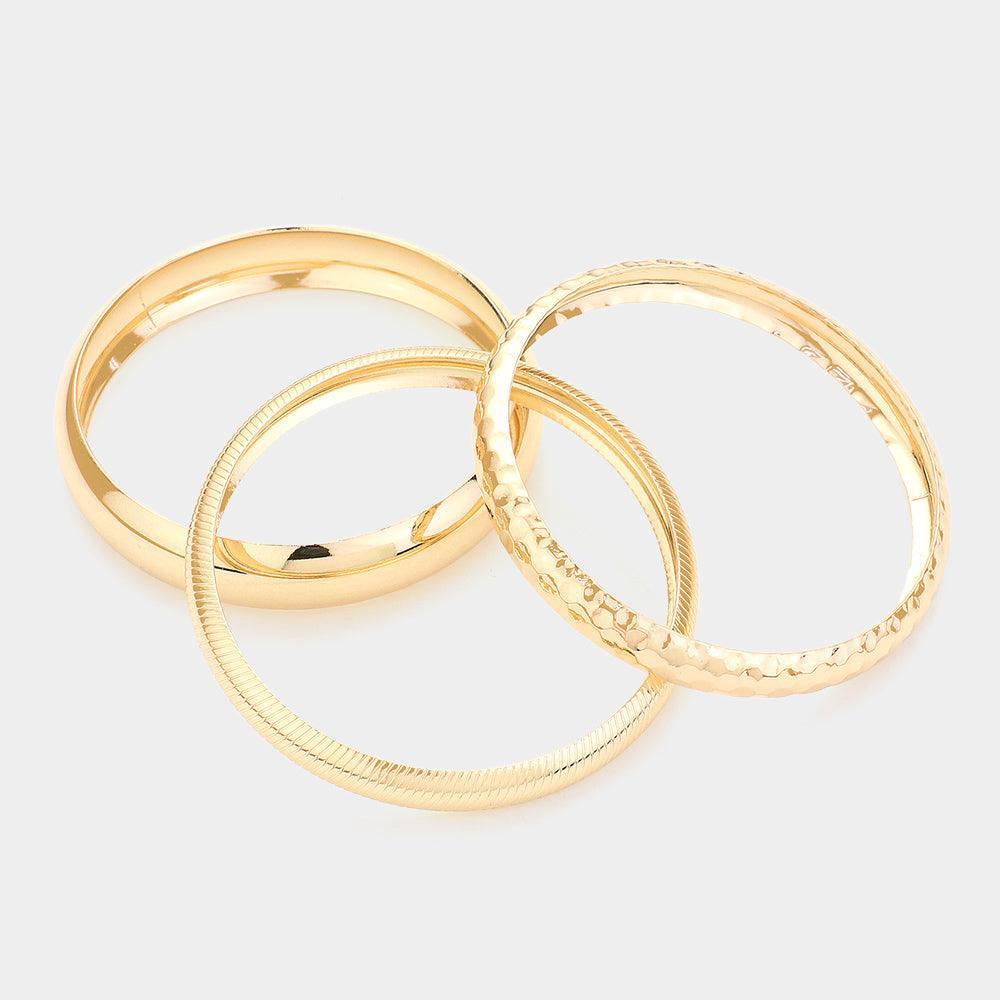 Gold 3PCS Metal Multi Layered Bangle Bracelets - Jewelry Store by Erik Rayo