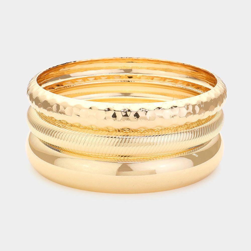 Gold 3PCS Metal Multi Layered Bangle Bracelets - Jewelry Store by Erik Rayo