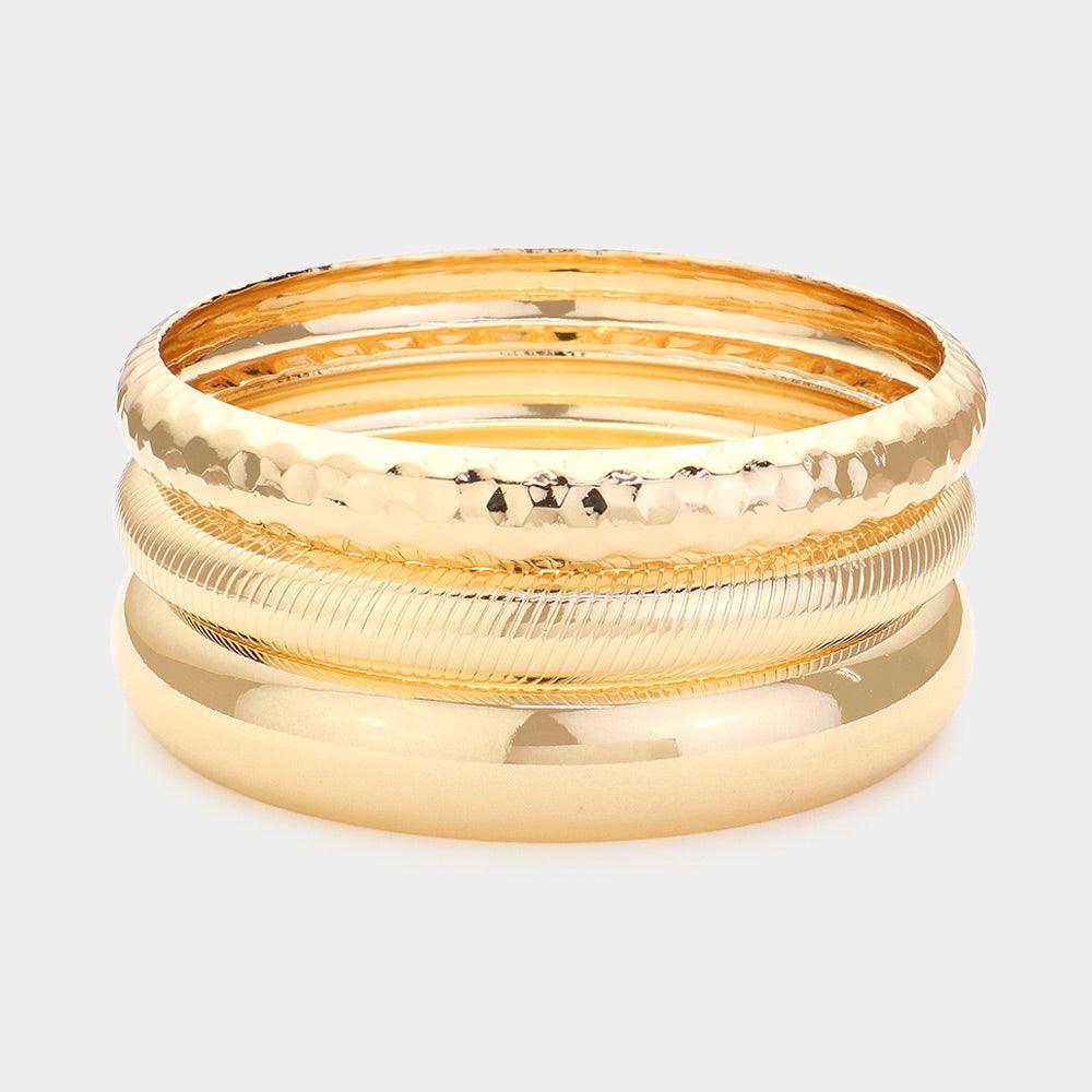 Gold 3PCS  Metal Multi Layered Bangle Bracelets