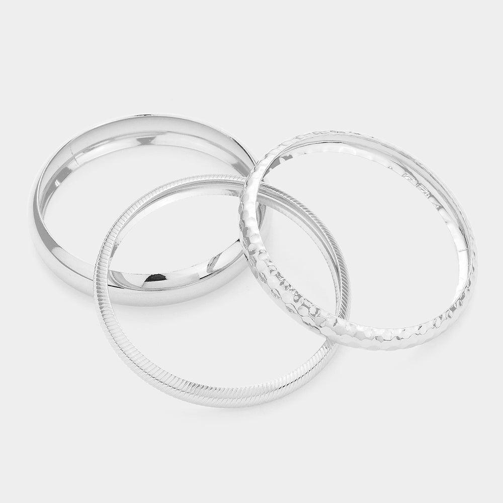 Silver 3PCS Metal Multi Layered Bangle Bracelets - Jewelry Store by Erik Rayo