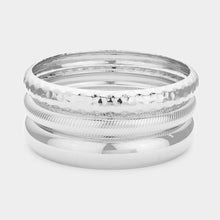 Load image into Gallery viewer, Silver 3PCS  Metal Multi Layered Bangle Bracelets
