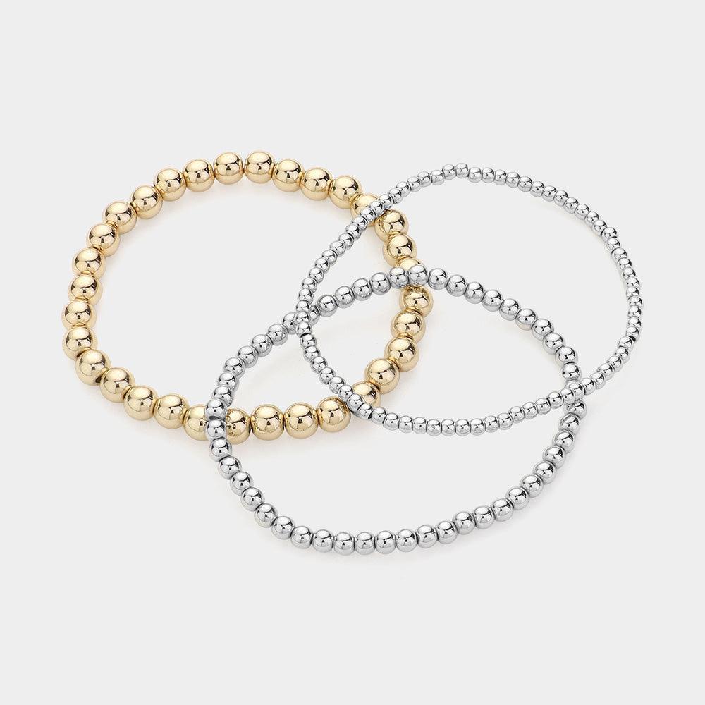 3PCS - Metal Bubble Stretch Multi Layered Bracelets - Jewelry Store by Erik Rayo