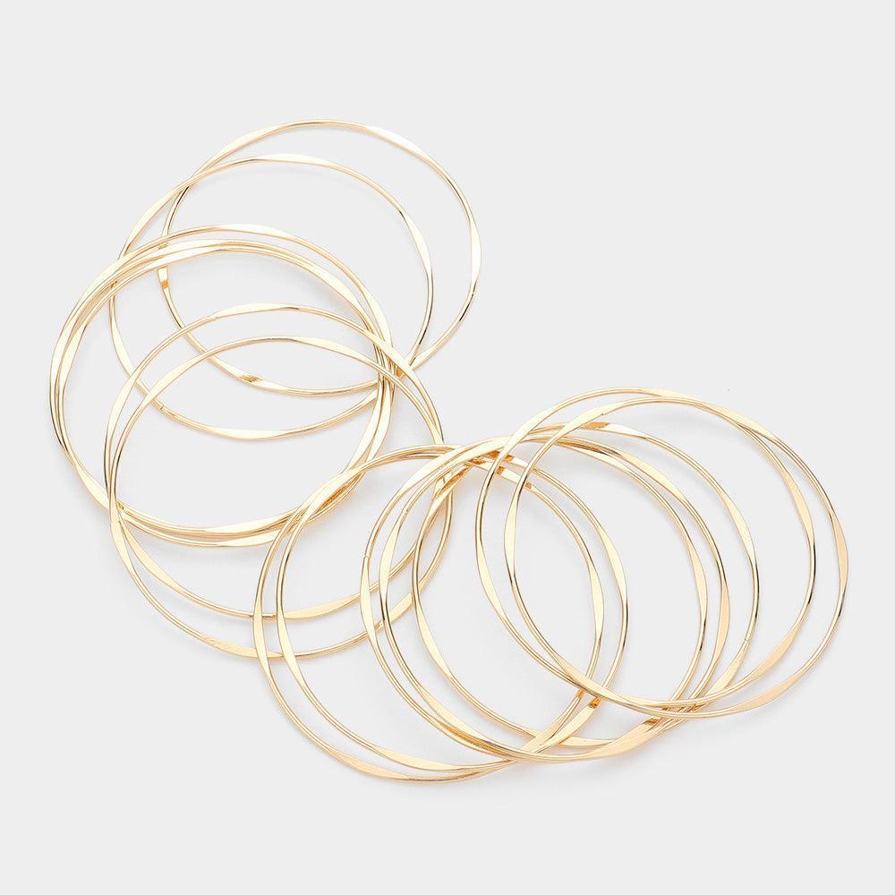 Gold 12PCS Metal Stackable Bangle Bracelets - Jewelry Store by Erik Rayo