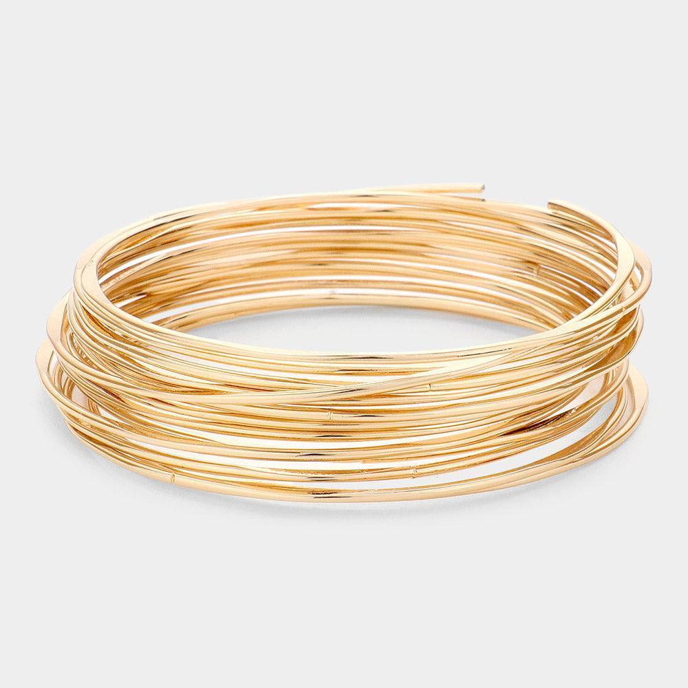 Gold 12PCS Metal Stackable Bangle Bracelets - Jewelry Store by Erik Rayo