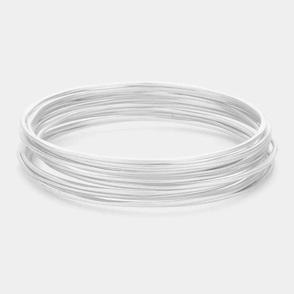 Silver 12PCS Metal Stackable Bangle Bracelets - Jewelry Store by Erik Rayo