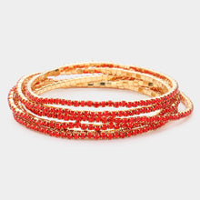 Load image into Gallery viewer, Red 6PCS  Rhinestone Stretch Evening Bracelets
