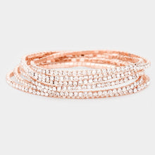 Load image into Gallery viewer, Rose Gold 6PCS  Rhinestone Stretch Evening Bracelets
