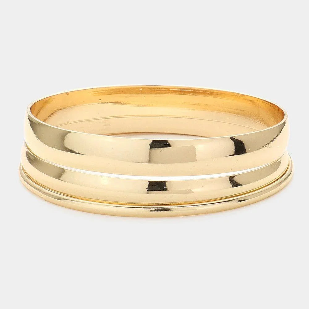 Gold 3PCS Metal Multi Layered Bangle Bracelets - Jewelry Store by Erik Rayo