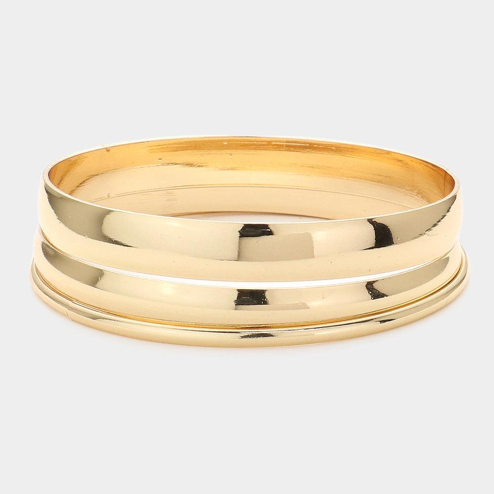 Gold 3PCS  Metal Multi Layered Bangle Bracelets