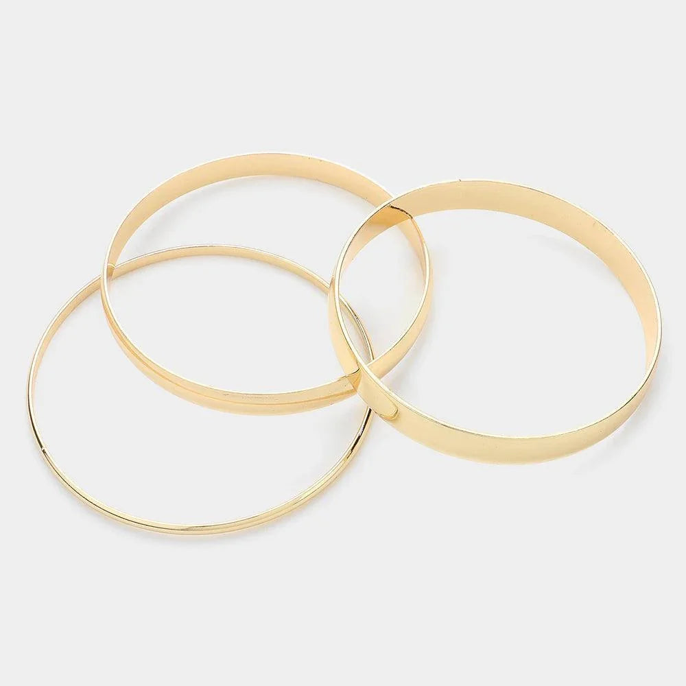 Gold 3PCS Metal Multi Layered Bangle Bracelets - Jewelry Store by Erik Rayo