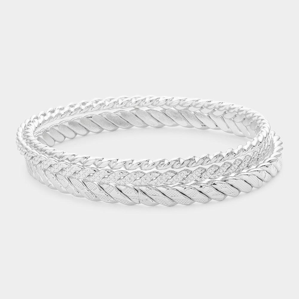 3PCS - Textured Metal Multi Layered Bangle Bracelets - Jewelry Store by Erik Rayo