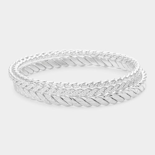 3PCS - Textured Metal Multi Layered Bangle Bracelets - Jewelry Store by Erik Rayo