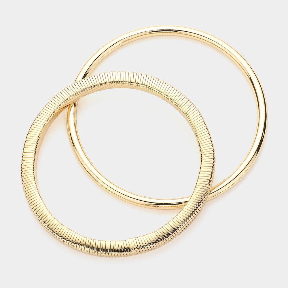 Gold 2PCS Metal Double Layered Bangle Bracelets - Jewelry Store by Erik Rayo