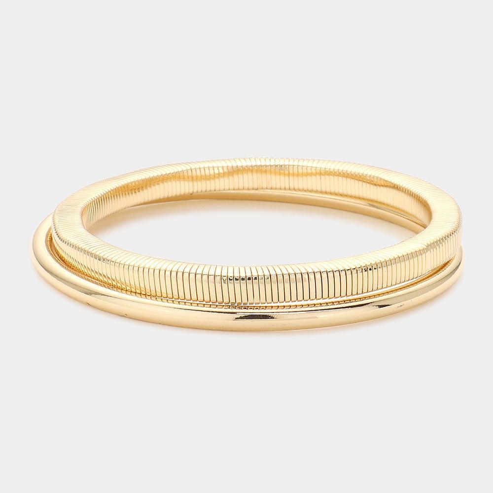 Gold 2PCS Metal Double Layered Bangle Bracelets - Jewelry Store by Erik Rayo