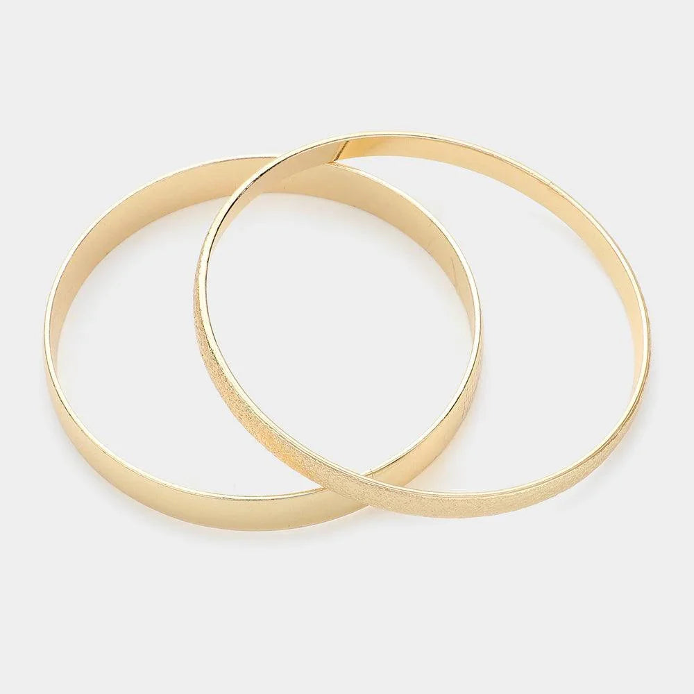 Gold 2PCS Metal Double Layered Bangle Bracelets - Jewelry Store by Erik Rayo