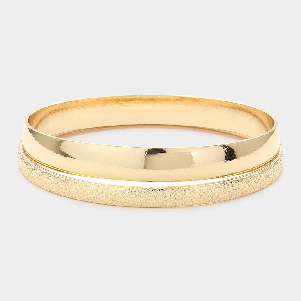 Gold 2PCS  Metal Double Layered Bangle Bracelets