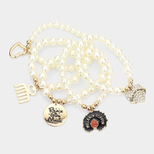 Load image into Gallery viewer, Gold 5PCS  Black Girl Magic Various Charm Multi Layered Stretchable Bracelets
