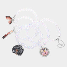 Load image into Gallery viewer, 5PCS  Black Girl Magic Message Afro Girl Rainbow Heart Charm Beaded Stretch Bracelets
