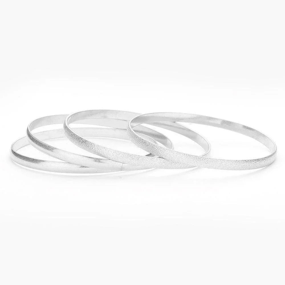 Silver 4PCS Metal Bangle Bracelets - Jewelry Store by Erik Rayo