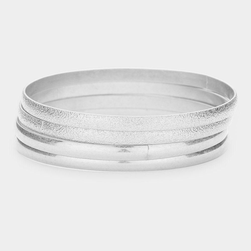 Silver 4PCS Metal Bangle Bracelets - Jewelry Store by Erik Rayo