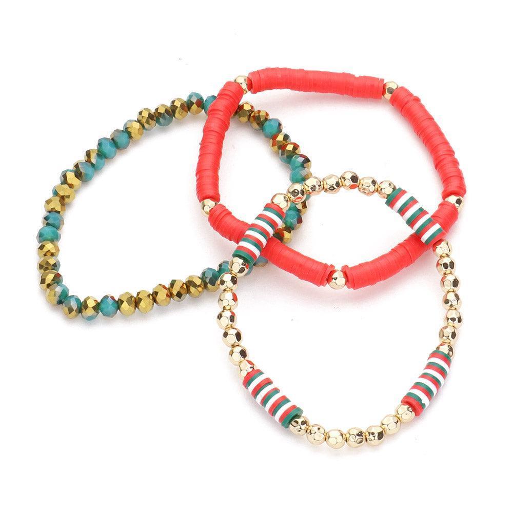 3PCS Heishi Faceted Bead Stretch Bracelets - Jewelry Store by Erik Rayo
