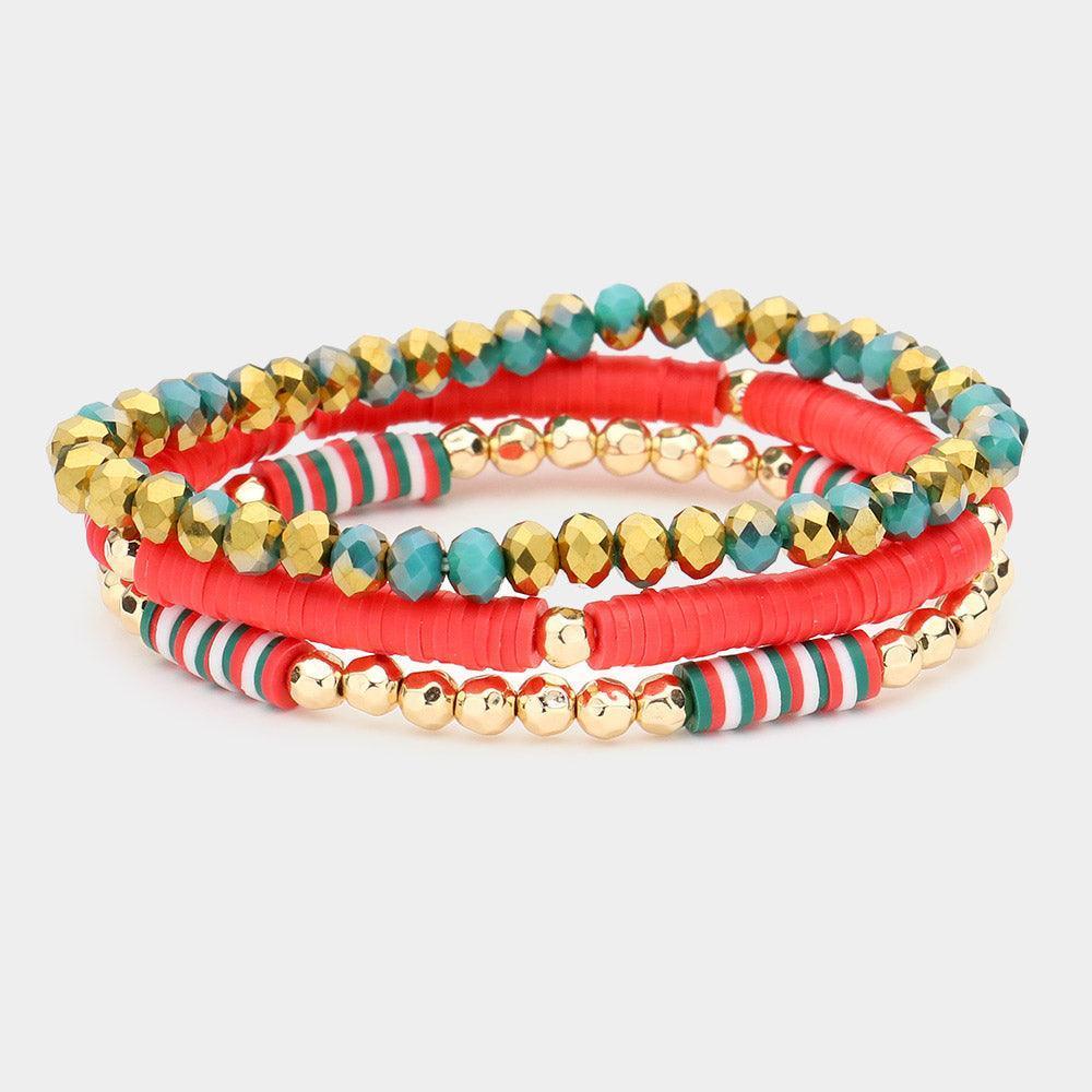 3PCS Heishi Faceted Bead Stretch Bracelets - Jewelry Store by Erik Rayo