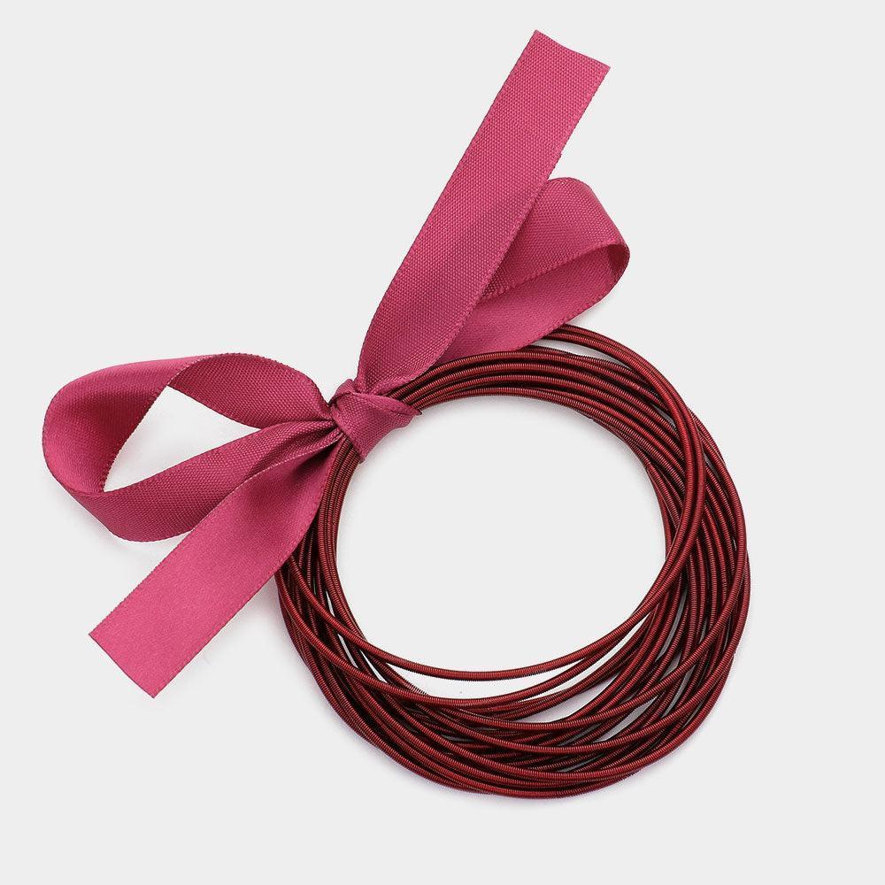 Burgundy 15PCS - Guitar String Stackable Stretch Bracelets - Jewelry Store by Erik Rayo