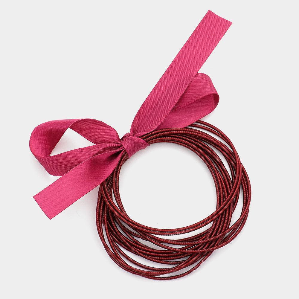 Burgundy 15PCS - Guitar String Stackable Stretch Bracelets - Jewelry Store by Erik Rayo