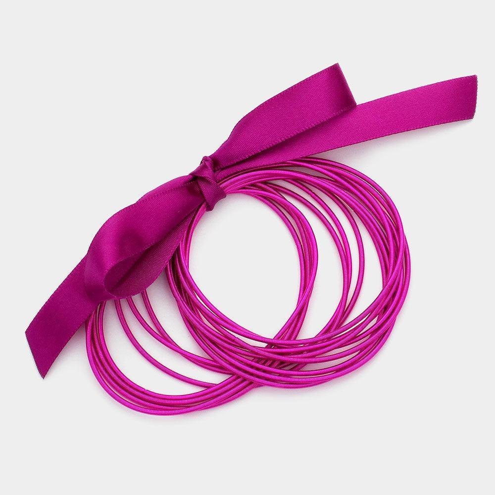 Fuchsia 15PCS - Guitar String Stackable Stretch Bracelets - Jewelry Store by Erik Rayo